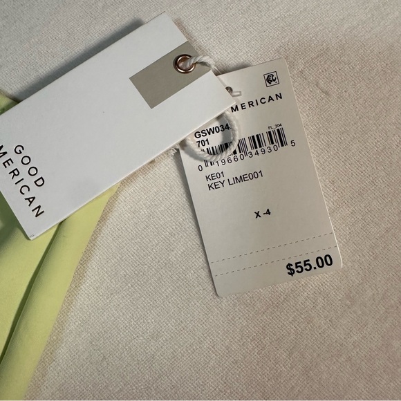 GOOD AMERICAN {NWT} Compression Hot Shoulder Swim Top | key lime | 4 / XL 14-16 - Picture 4 of 5